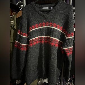 Men's Gray, Red and white Sweater